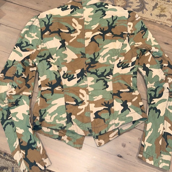 Free People Fitted Camo Blazer Jacket Sz 2 - Picture 7 of 10